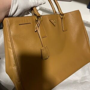 Prada Saffiano Leather Tote - Mustard